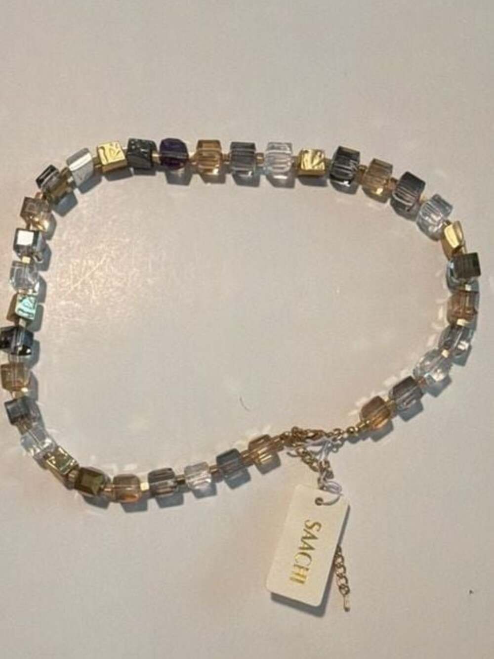 Saachi Faceted Beaded Cube Necklace